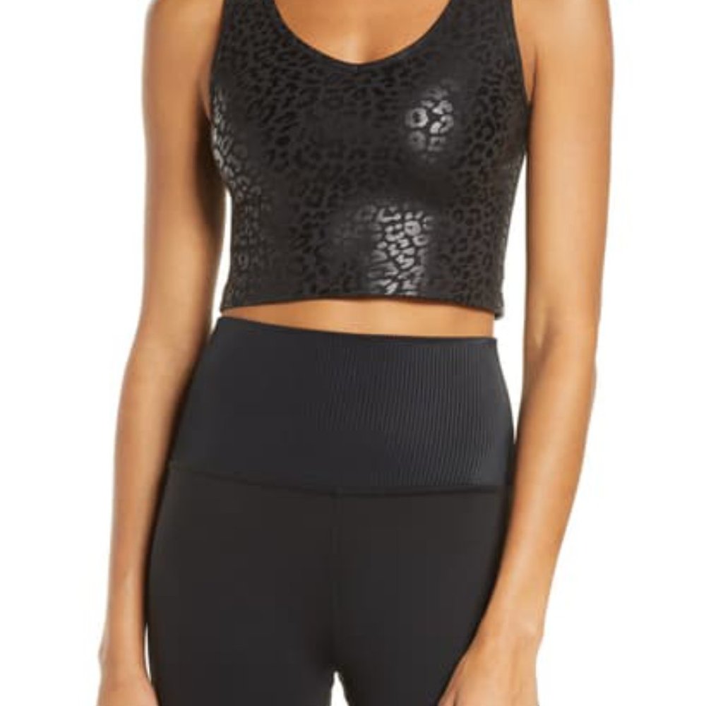 Beyond Yoga Shiny Leopard Cropped Tank